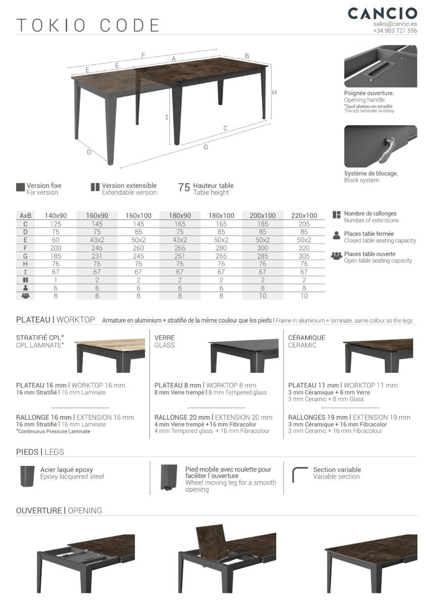 Keramik Esstisch ausziehbar Tokio Code von Cancio – Ansicht 3