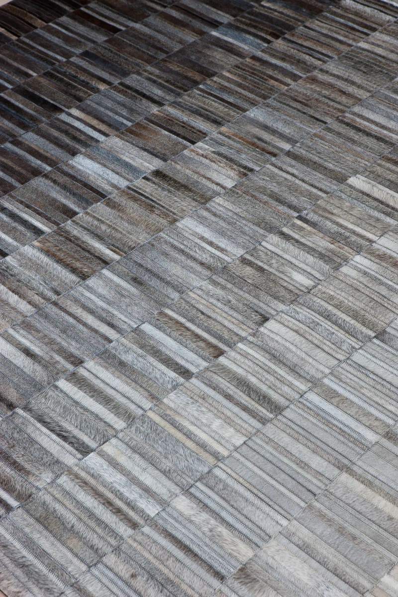 Patchwork Leder Teppich Fade von Linie Design in Grau