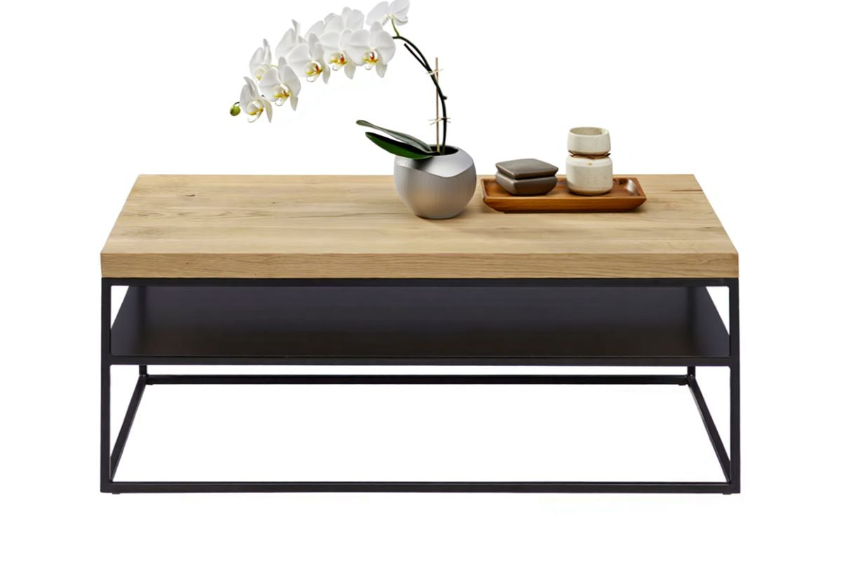 Couchtisch mit Ablage Eiche massiv