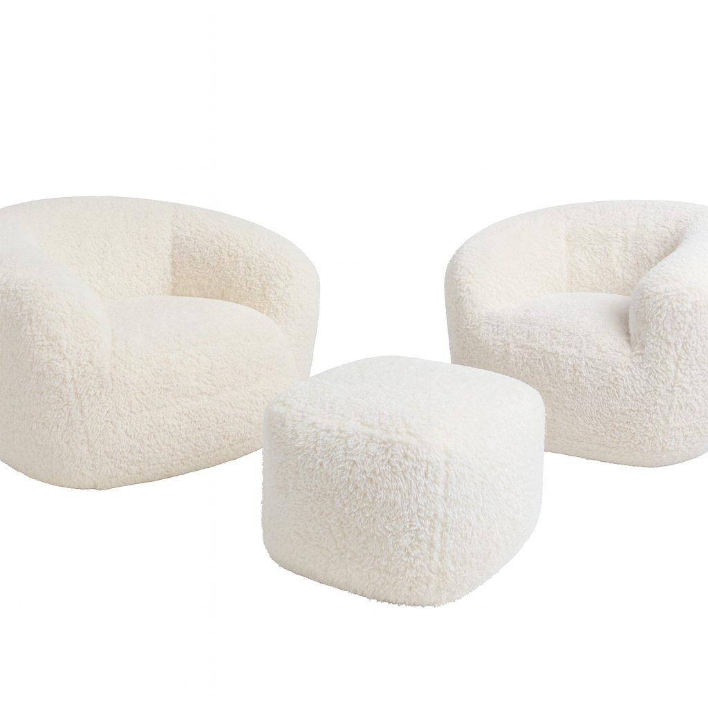 Fläz Sessel mit Fell Morbido von Primavera in Weiß