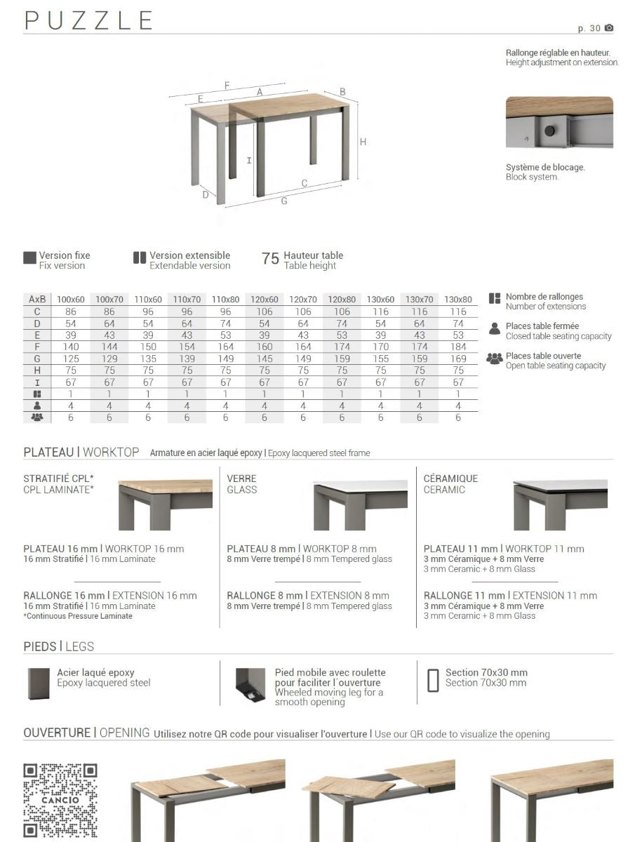Küchentisch 100x60 mit Auszug Puzzle von Cancio – Ansicht 4