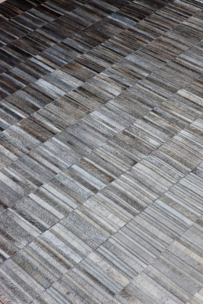 Patchwork Leder Teppich Fade von Linie Design in Grau